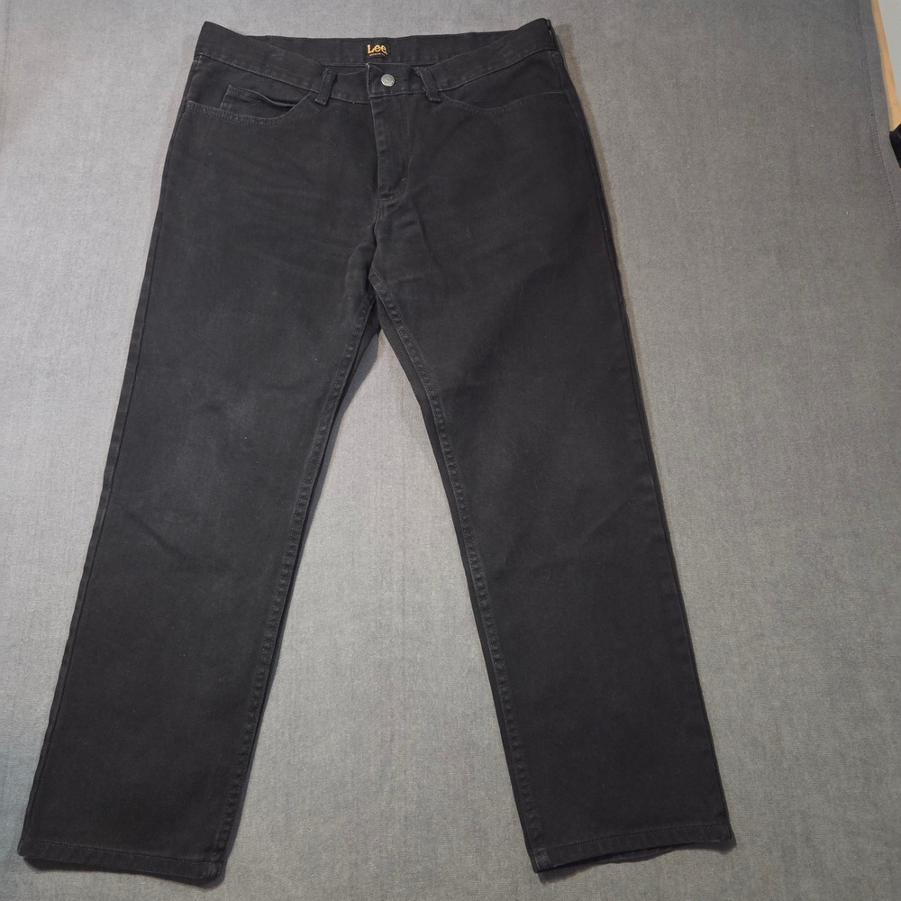 Lee Regular Fit Jeans Mens 36x29 Black Straight Leg Denim Pants
